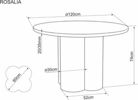 Rosalia étkezőasztal 120cm tölgy