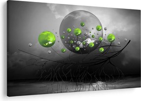 Zöld absztrakt gömbök képe (90x60 cm)