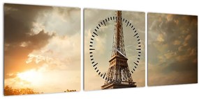 Kép - Eiffel-torony, Párizs, Franciaország (órával) (90x30 cm)