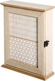 HOMCOM Vintage Stílusú 6-Horog Kulcstartó Szekrény Falra Szerelhető Fa Kulcstartó Doboz 20x6,5x26,5 cm Természetes Fa | Aosom