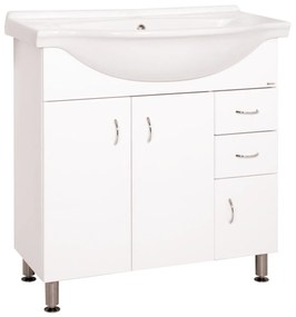 Fürdőszobaszekrény mosdóval Keramia Pro 80x85x50 cm fehér lesk PRO80DV