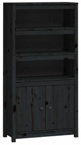 fekete tömör fenyőfa magasszekrény 80 x 35 x 154 cm