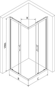 Mexen Rio négyzet alakú zuhanykabin 80 x 80 cm, átlátszó, fekete + zuhanytálca, fehér - 860-080-080-70-00-4510