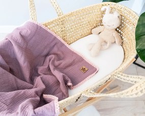 Baby Nellys Luxus kétrétegű muszlin baby takaró, 75 x 100 cm, lila 75 x 100
