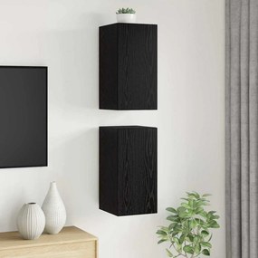 Tárolós fali TV szekrény 2 pcs Musta tammi Faanyag