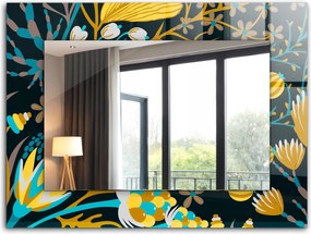 Fürdőszoba tükör hálószoba nappali nyomott mintával 80x60 cm Virágok levelek minták