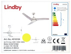 Lindby Lindby - Mennyezeti ventilátor EMANUEL 2xE14/42W/230V + távirányító LW0053