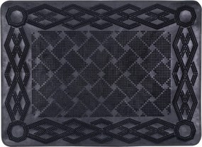 Lábtörlő ajtóhoz gumi téglalap alakú cikcakk 57 x 42 cm fekete sötét