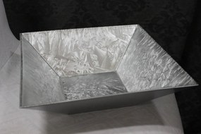 Ezüst színű jeges szögletes tál 30cm