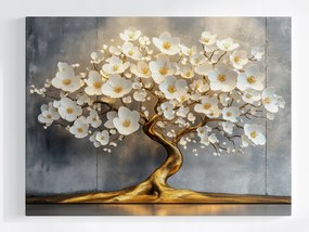 Canvas Vászonkép Arany Fa Glamour Fehér Virágok Dekoráció 80x60