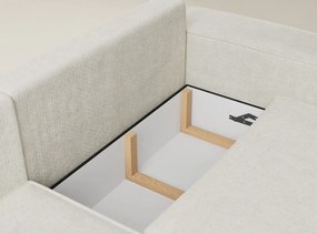 Krémszínű zsenília kinyitható-tárolóhelyes sarokkanapé (bal oldali-L alakú) Tonga – Maison de Rêve