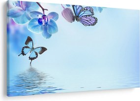 Kép - Pillangó orchidea virágon, kék (90x60 cm)