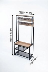 Cozo előszobafal, atlanti fenyő-fekete, 84 cm