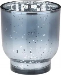 38. Üveg gyertyatartó kék,10cm