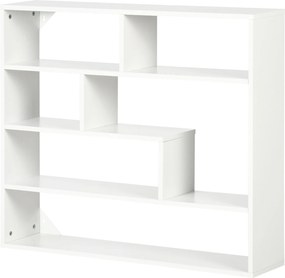 HOMCOM 4-Rétegű Falpolc 7 Nyitott Rekesszel Nappali, Hálószoba, Iroda Modern Stílus 94x19.5x80 cm Fehér | Aosom