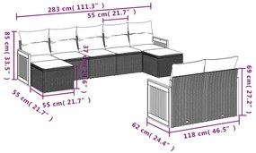 10 részes bézs polyrattan kerti ülőgarnitúra párnával