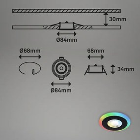 Briloner - KÉSZLET 3x LED RGBW Dimmelhető fürdőszobai beépíthető lámpa  LED/5W/230V IP44 + távirányító