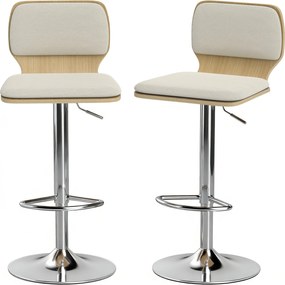 HOMCOM 2 db 360°-ban forgatható bárszék, állítható magasság 81–102 cm, len hatású kárpit, bézs | Aosom