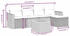 6 részes vegyes bézs polyrattan kerti ülőgarnitúra párnákkal