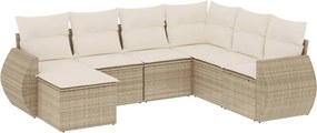 vidaXL 7 részes bézs polyrattan kerti ülőgarnitúra párnákkal