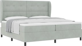 vidaXL Boxrugós ágy matracmal Világosszürke 200 x 200 cm Poliészter