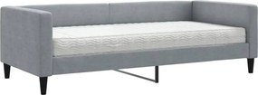 vidaXL világosszürke szövet kanapéágy matraccal 90x200 cm