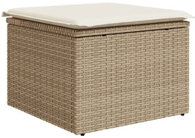6 részes kert kanapé szett párnákkal Bézs Poli rattan Akác, 2 személyes kert kanapé párnákkal Bézs Poli rattan