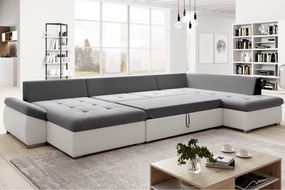 Kinyitható ülőgarnitúra, fehér/szürke, jobbos, MATAR U