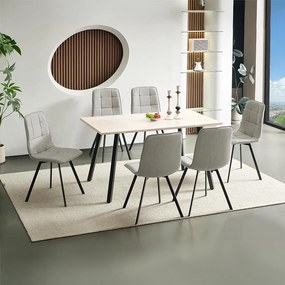 Catini LANDON Étkezőgarnitúra 6x szék + asztal, bézs/szürke