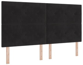 Boxspring Ágy Matrac Kárpit Fekete Szuper Király Bársonyos
