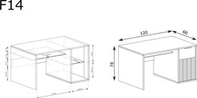 Aldabra Fonti F-14 íróasztal, karamell tölgy