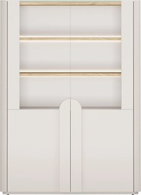 Amilio vitrines szekrény 100 cm kétszárnyú - kasmír / olajozott tölgy / kasmír fogantyúk