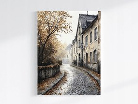 Vászonkép Canvas Akvarell Város Óváros Utca Macskakő 60x80