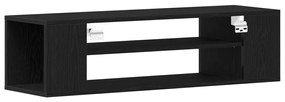 Falra szerelhető TV szekrény, fekete tölgy, 100x30x26,5 cm, műgyanta