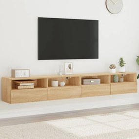 2 db sonoma tölgyszín szerelt fa fali TV-szekrény 100x30x30 cm
