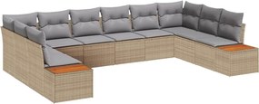 vidaXL Kerti Kanapé Szett párnával 10 pcs Bézs Poli rattan