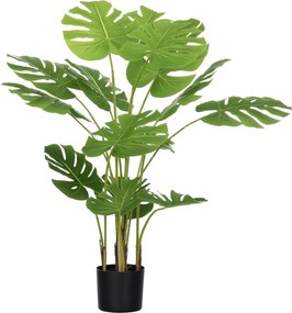 HOMCOM Műnövények, Mű Monstera Deliciosa, 120 cm Műnövény 15 Ággal, Beltéri Növény, Műfa, Növény Dekoráció Beltérre, Zöld | Aosom