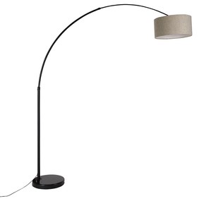 Modern ívlámpa, fekete boucle ernyővel, taupe 50 cm - XXL