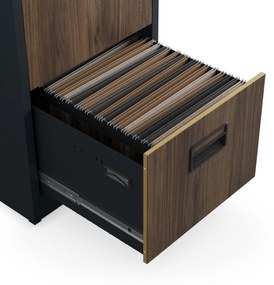 Fém irattartó szekrény, 5 fiókos SARA V5, 460 x 1630 x 620 mm, Eco Design: antracit/ dió