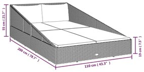 barna polyrattan kerti ágy 110 x 200 cm