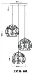 Globo 15759-3HR - Csillár zsinóron MIKA 3xE27/40W/230V átm. 41 cm