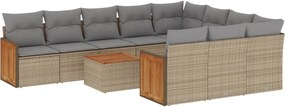 vidaXL 11 részes bézs polyrattan kerti ülőgarnitúra párnákkal
