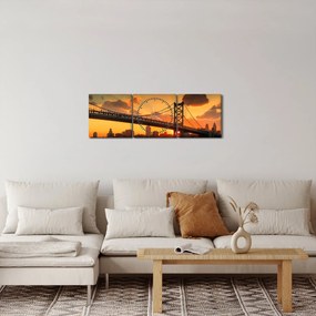 Kép - Naplemente a Ben Franklin híd felett, Philadelphia (órával) (90x30 cm)