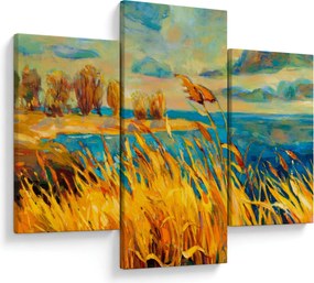 Kép - naplemente a tó felett, akril festmény (90x60 cm)