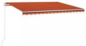 narancs és barna kézzel kihúzható LED-es napellenző 400x300 cm