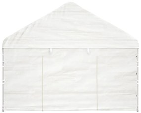 Fehér polietilén pavilon tetővel 4,08 x 2,23 x 3,22 m