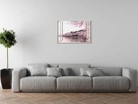 Gario Vászonkép Nyitott ablak Rózsaszín természet Méret: 90 x 60 cm