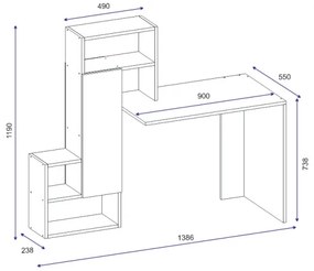 Munkaasztal polccal IRMAK 119x138,6 cm fehér