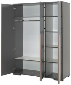 Sötétszürke gyerek ruhásszekrény 146x195 cm London – Vipack