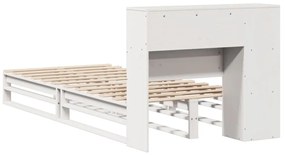 fehér tömör fa könyvespolcos ágy matrac nélkül 100 x 200 cm